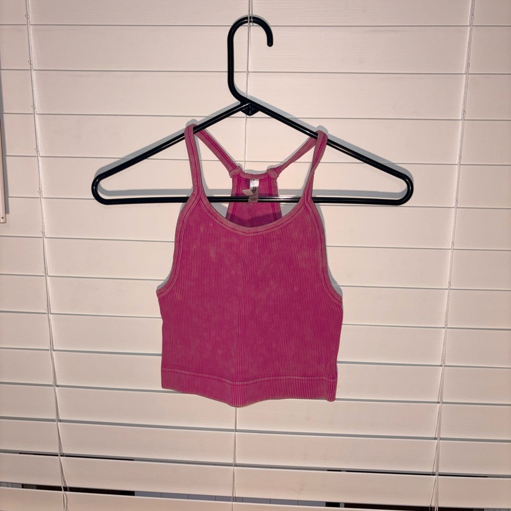 Zenana Outfitters Fuchsia Ribbed Crop Top